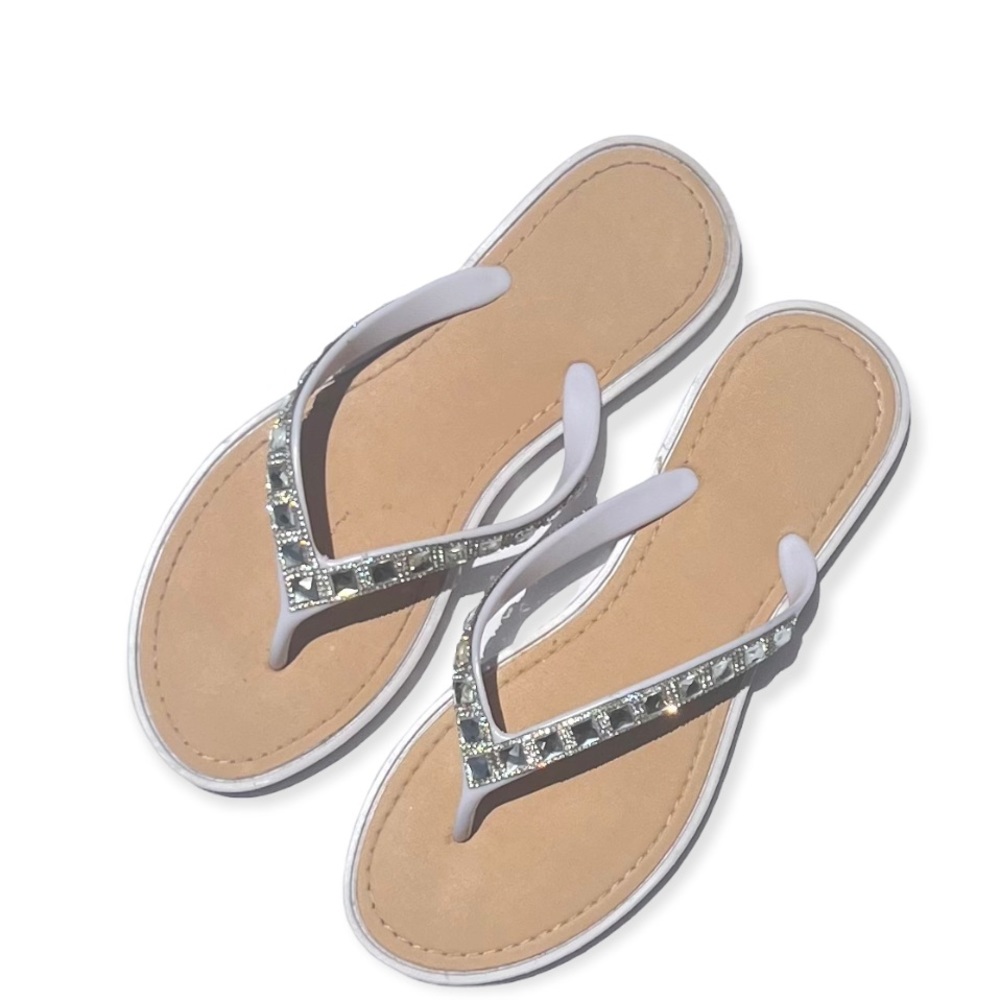 ELLI BY CAPELLI OPAQUE GEM TRIM FASHION FLIP FLOPS 🩴